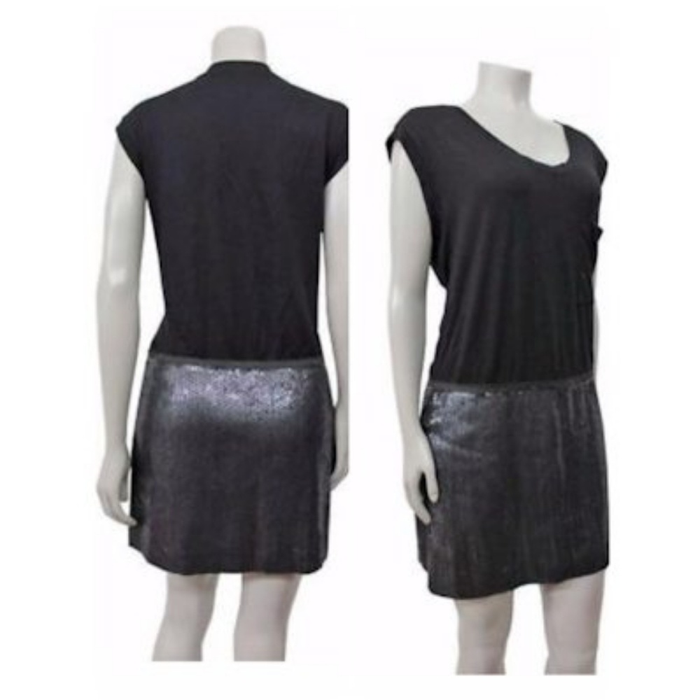 BCBGMaxAzira Black w/ Silver / Black Sequins Dress